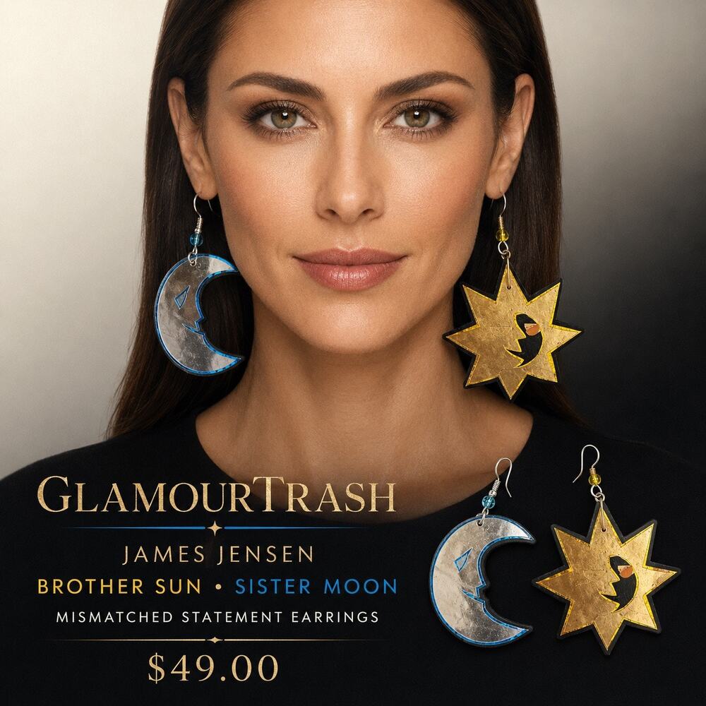 GlamourTrash James Jensen Sun Moon Mismatched Statement Earrings NWT